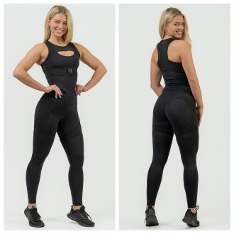 NEBBIA - Dámske fitness legíny so sieťkou 838 (black)