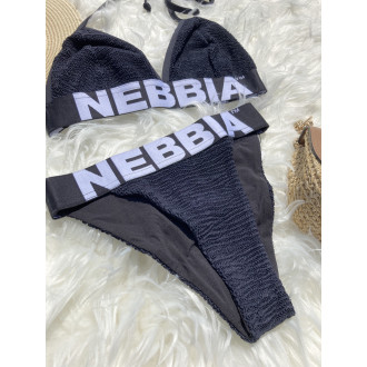 NEBBIA - Vrchný diel plaviek z rebrovaného materiálu 761 (black)