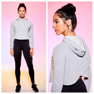 JUST COOL - Dámská crop mikina s kapucňou JC054 (sports grey)