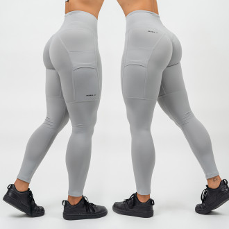 NEBBIA - Legíny s vysokým pásom LEG DAY GOALS 248 (light grey)