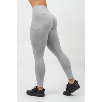 NEBBIA - Legíny s vysokým pásom LEG DAY GOALS 248 (light grey)