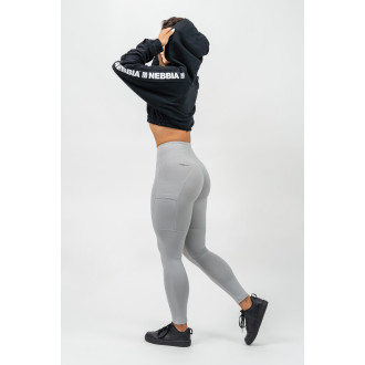 NEBBIA - Legíny s vysokým pásom LEG DAY GOALS 248 (light grey)