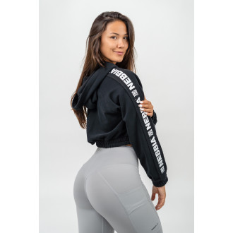 NEBBIA - Crop mikina s kapucňou ICONIC 254 (black)