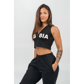 NEBBIA - Crop mikina bez rukávov MUSCLE MOMMY 258 (black)