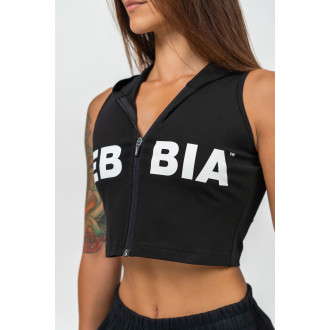 NEBBIA - Crop mikina bez rukávov MUSCLE MOMMY 258 (black)