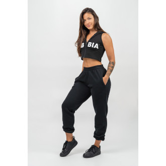 NEBBIA - Crop mikina bez rukávov MUSCLE MOMMY 258 (black)