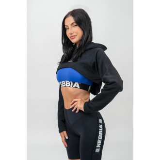 NEBBIA - Crop mikina s dlhým rukávom a kapucňou GYM TIME 259 (black)