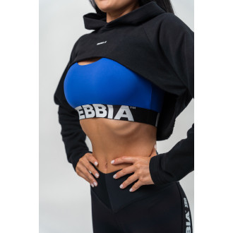 NEBBIA - Crop mikina s dlhým rukávom a kapucňou GYM TIME 259 (black)