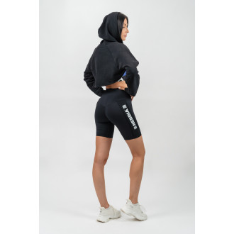 NEBBIA - Crop mikina s dlhým rukávom a kapucňou GYM TIME 259 (black)