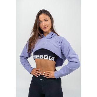 NEBBIA - Crop mikina s dlhým rukávom a kapucňou GYM TIME 259 (light purple)