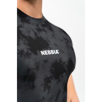 NEBBIA - Pánske kompresné tričko maskáčové 338 (black)