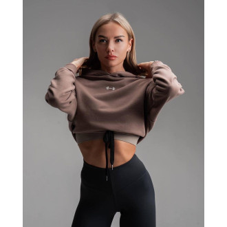 NEBBIA - Dámska crop mikina s voľným strihom ICONIC 421 (brown)