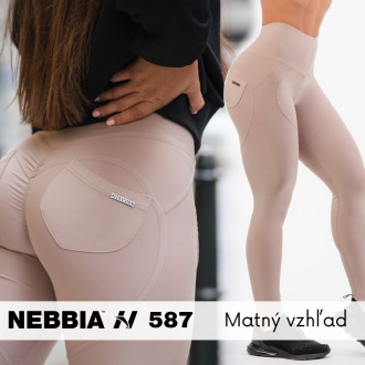 NEBBIA - Bubble Butt legíny s vysokým pásom Lifting Effect  587 (cream)