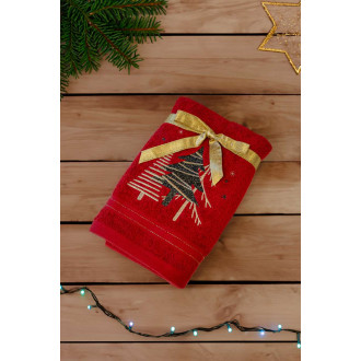 Červený vianočný uterák PINES (OLXMAS01)