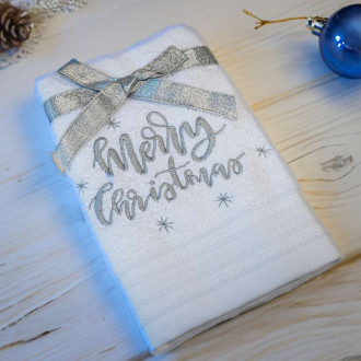 Biely vianočný uterák MERRY CHRISTMAS (OLXMAS07)