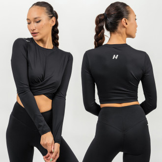 NEBBIA - Crop top s dlhým rukávom ELEVATED 468 (black)