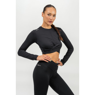 NEBBIA - Crop top s dlhým rukávom ELEVATED 468 (black)