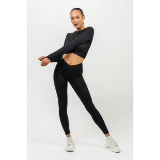 NEBBIA - Crop top s dlhým rukávom ELEVATED 468 (black)