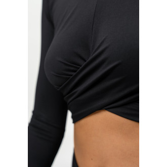 NEBBIA - Crop top s dlhým rukávom ELEVATED 468 (black)