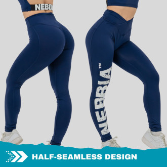 NEBBIA - Fitness legíny s vysokým pásom GLUTE CHECK 613 (dark blue)