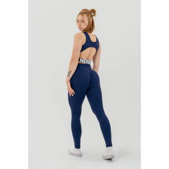 NEBBIA - Fitness legíny s vysokým pásom GLUTE CHECK 613 (dark blue)