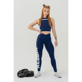 NEBBIA - Crop top tielko GYM THERAPY 618 (dark blue)