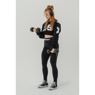 NEBBIA - Crop top mikina MUSCLE MOMMY 619 (black)