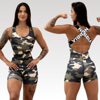 NEBBIA - Športový overal krátky GYM RAT 512 (camo green)