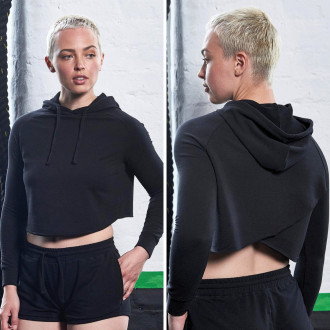 JUST COOL - Dámská crop mikina s kapucňou JC054 (black)