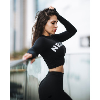 NEBBIA - Sporty HERO crop top s dlhým rukávom 585 (black)