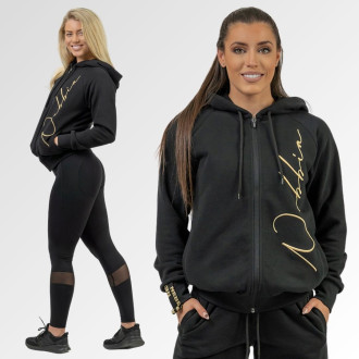 NEBBIA - Dámska športová mikina s kapucňou 845 (black-gold)