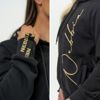 NEBBIA - Dámska športová mikina s kapucňou 845 (black-gold)
