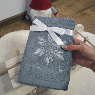 Sivý vianočný uterák SNOWFLAKE (OLXMAS04)