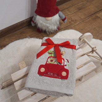 Hnedý vianočný uterák CHRISTMAS SHOPPING (OLXMAS06)