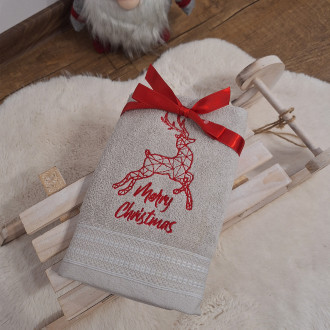 Hnedý vianočný uterák RAINDEER (OLXMAS10)