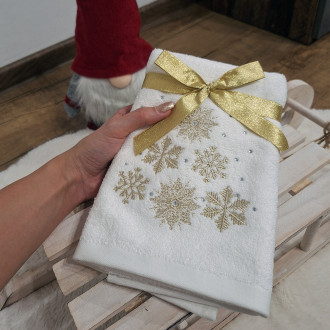 Vianočný uterák SNOW FLAKES I (bielo-zlatá) (OLXMAS14)