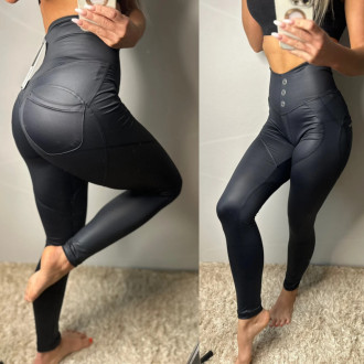 NEBBIA - Bubble Butt legíny s vysokým pásom GLOSSY 586 (black)