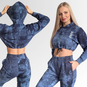 NEBBIA - Dámska batikovaná mikina Re-fresh 591 (blue)