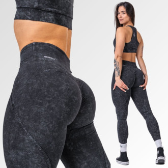 NEBBIA - Washed fitness legíny s vysokým pásom GYM WARRIOR 776 (black)