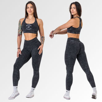 NEBBIA - Washed fitness legíny s vysokým pásom GYM WARRIOR 776 (black)
