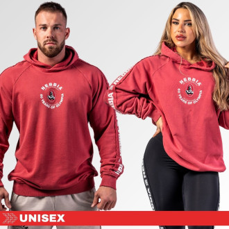 NEBBIA - Unisex washed mikina s kapucňou HERITAGE 793 (red)