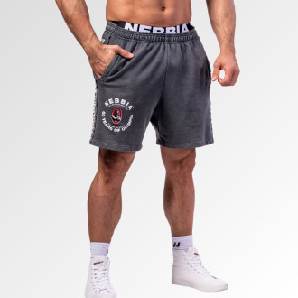 NEBBIA - Washed teplákové šortky LEGEND 786 (black)