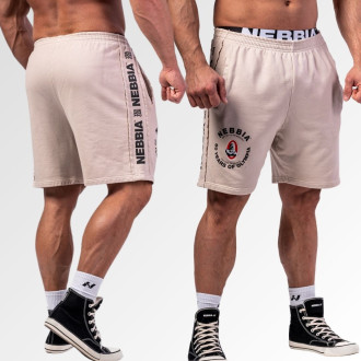 NEBBIA - Washed teplákové šortky LEGEND 786 (light grey)