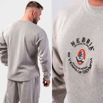 NEBBIA - Unisex oversized mikina bez kapucne SIGNATURE 797 (light grey)