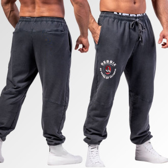 NEBBIA - Washed tepláky s vreckami LEGEND 795 (black)