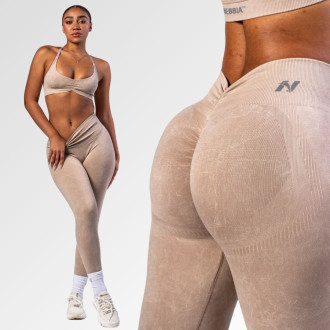NEBBIA - Bezšvové legíny s vysokým pásom  MAXIMUM PUSH-UP 302 (cream)