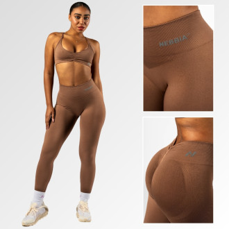 NEBBIA - Bezšvové legíny s vysokým pásom  MAXIMUM PUSH-UP 302 (brown)