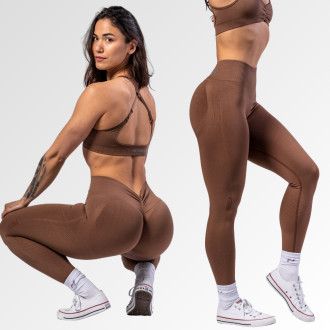NEBBIA - Bezšvové push-up legíny s vysokým pásom TOTALLY SEAMLESS 303 (brown)