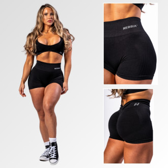NEBBIA - Bezšvové push-up šortky s vysokým pásom TOTALLY SEAMLESS 304 (black)