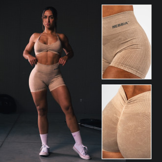 NEBBIA - Bezšvové push-up šortky s vysokým pásom TOTALLY SEAMLESS 304 (cream)